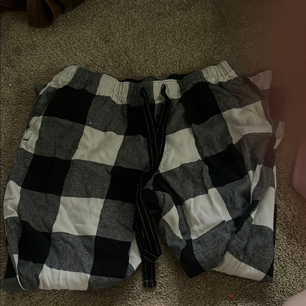 Old Navy Black and White Checkered Track Pants